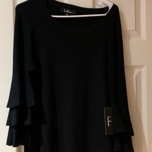 Black flounce sleeve sweater dress!